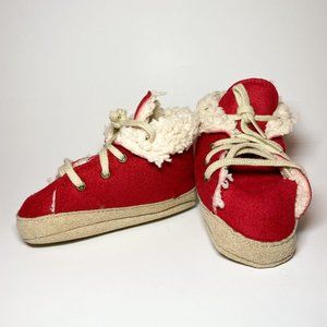 Baby Booties 6 months + from France Red Beige Sherpa